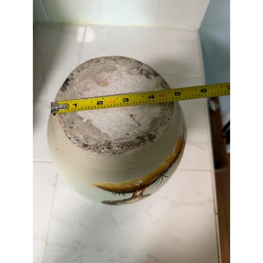Vintage Hand Painted Rooster Terracotta Vase Double Handle Farmhouse Pottery 9